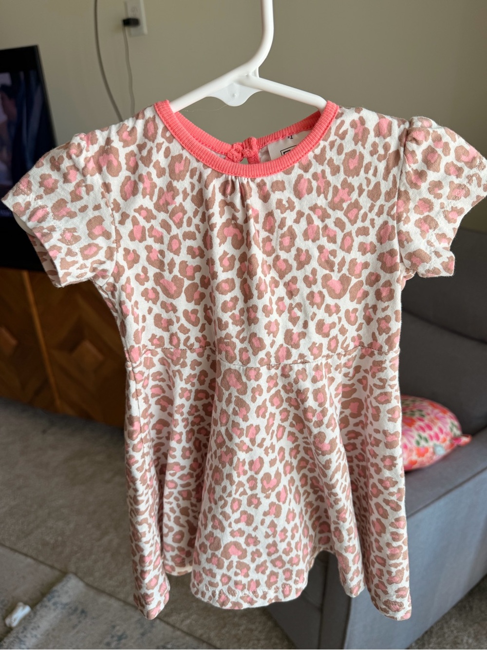 F&F Pink and White Leopard Print Casual Dress
